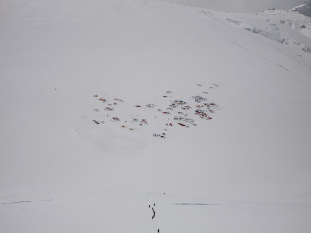 Basin Camp from Bergschrund